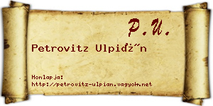 Petrovitz Ulpián névjegykártya